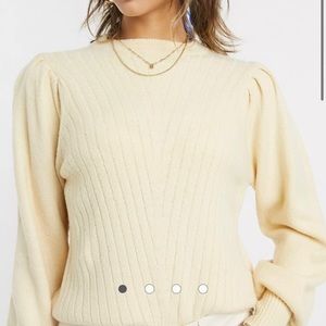 ASOS DESIGN volume sleeve sweater in cream